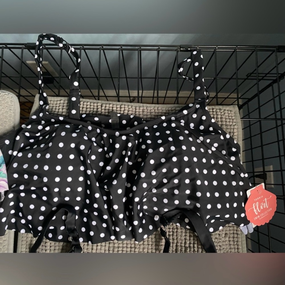 Torrid Black Polka Dot Bikini Top